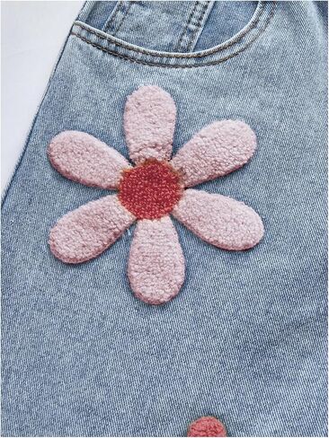 Verdusa Girl's Floral Jeans Boho Wide Straight Leg Denim Pants with Pockets in Saudi Arabia