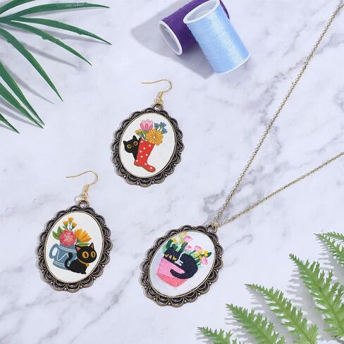 INFUNLY 6 Sets DIY Mushroom Necklace Embroidery Kit for Adult Beginner Embroidery Pendant Kit Mushroom Theme Embroidery Stitching Necklace Kit Cross Stitch Kits with Instructions for Women Gift in Saudi Arabia