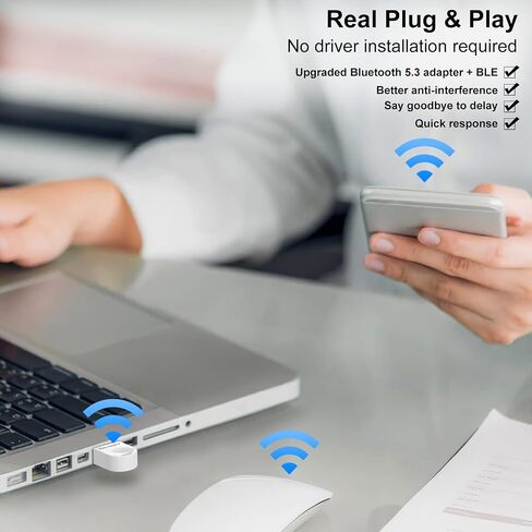 محول بلوتوث طويل المدى لتوصيل وتشغيل الكمبيوتر المكتبي 5.3 EDR فئة 1 USB Dongle مستقبل نقل لاسلكي 328FT/100M لماوس BT/لوحة المفاتيح/سماعات الرأس يدعم Win11/10/8.1 (أحمر كستنائي) in Kuwait