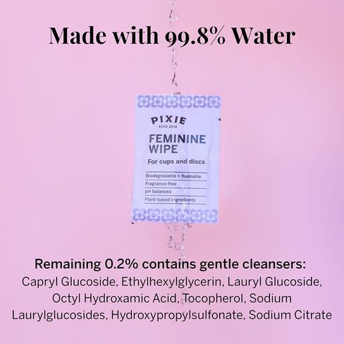 Menstrual Cup Wipes - On The Go Public Bathroom Feminine Wipes - Safe On Period Cups & Menstrual discs - Biodegradable, Flushable, Ph Balanced (20 Count) in Saudi Arabia