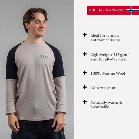 Kleveland 100 ٪ Merino Wool Crew Neck - Pullover الأكمام الطويلة - شتاء التزلج على الجليد - ناعم ومريح in Saudi Arabia