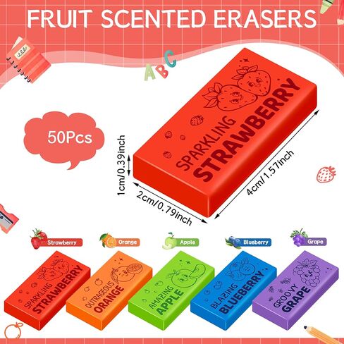 100 PCS الفاكهة الفاكهة المحوون المعطرة الفراولة اللطيفة ، العنب البري ، التفاح ، البرتقال ، العنب هدايا مضحكة إلى المدرسة لمكافآت الفصول in Kuwait