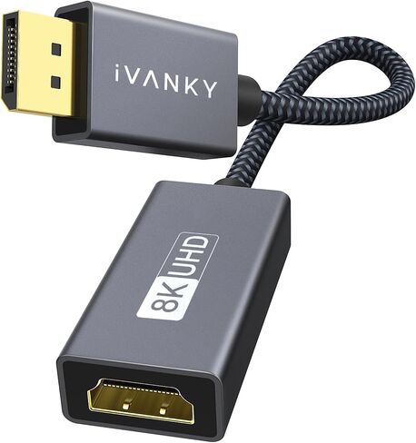 محول منفذ DisplayPort النشط إلى HDMI من IVANKY، محول DP أحادي الاتجاه 4K@60 هرتز إلى HDMI، [نموذج جديد محدث]، منفذ عرض إلى HDMI متوافق مع HP وThinkPad وAMD وNVIDIA وسطح المكتب والمزيد - رمادي in Kuwait