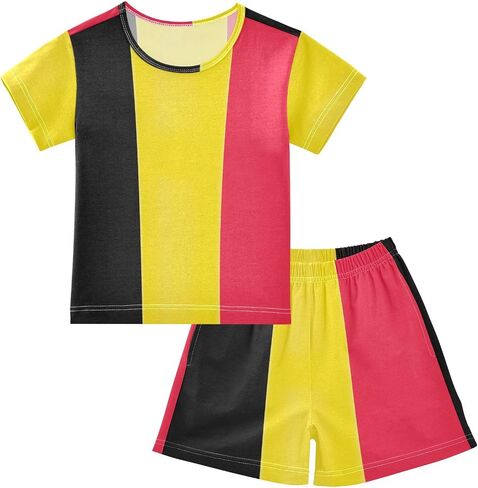 CHIFIGNO Short Sleeve Pajamas Shorts Set, Lightweight Summer Soft Sleepwear with Pocket, Ages 5-14 in Saudi Arabia