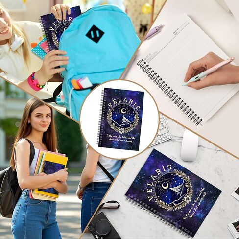 Velaris City of Starlight Gift Velaris Acotar 2Pcs Spiral Notebook Acotar Gifts For Women Acotar Fans Gift Velaris book journal for book lovers(Spiral- 2Pcs VELARIS BLACK) in Saudi Arabia