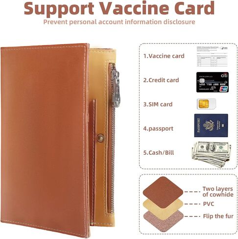 Leather Travel Wallet, RFID passport wallet for travel, with Zippered Pocket and Cash Slot, for Secure Traveling and Documentation Organizer (Denim blue) in Saudi Arabia