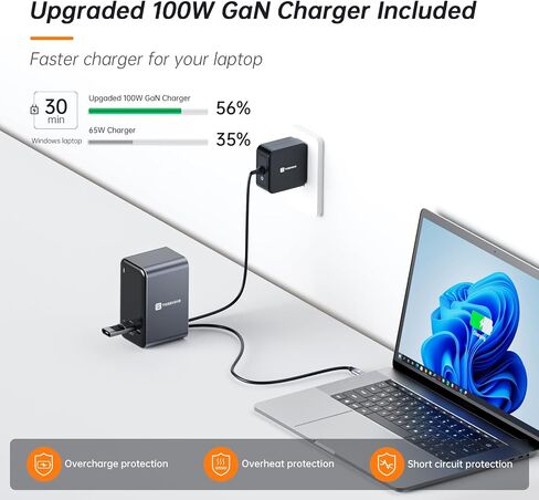 USB C Laptop Docking Station Dual Monitor, 15-in-1 USB C Dock with Dual HDMI, 65W Power Supply, VGA, 4 USB 3.0, 2 USB 2.0, USB C, SD/TF, Ethernet and Audio/Mic for Lenovo, HP, Dell, Surface in Kuwait