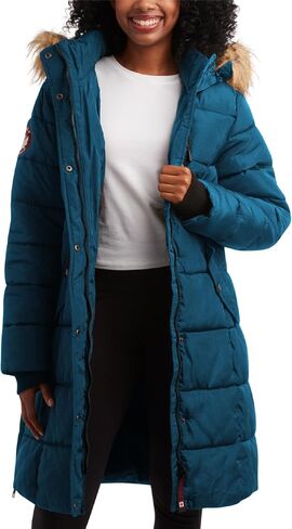 معطف طويل منتفخ للسيدات من CANADA WEATHER GEAR - جاكيت ثقيل الوزن مقاوم للماء والرياح من الفرو الصناعي سترة شتوية للنساء، مقاس صغير، أبيض in Kuwait