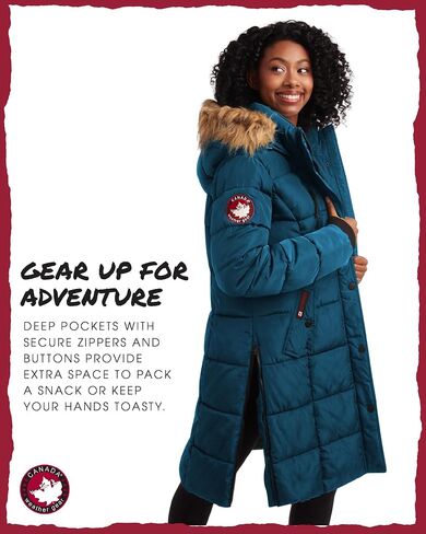 معطف طويل منتفخ للسيدات من CANADA WEATHER GEAR - جاكيت ثقيل الوزن مقاوم للماء والرياح من الفرو الصناعي سترة شتوية للنساء، مقاس صغير، أبيض in Kuwait