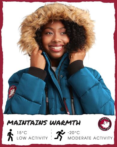 معطف طويل منتفخ للسيدات من CANADA WEATHER GEAR - جاكيت ثقيل الوزن مقاوم للماء والرياح من الفرو الصناعي سترة شتوية للنساء، مقاس صغير، أبيض in Kuwait