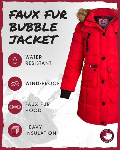 CANADA WEATHER GEAR Womens Long Puffer Coat - Heavyweight Wind Water Resistant Faux Fur Hood Parka Winter Jackets for Women, Size Small, White in Saudi Arabia