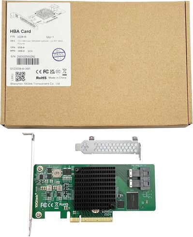 H!Fiber 6G External PCIe Controller Card, SAS/SATA HBA Host Bus Adapter, SAS 2008 Chip, PCIE X8, 2X SFF-8088 Ports,Same as 9200-8E in Kuwait