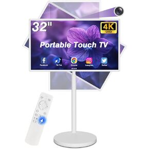 تلفزيون ذكي محمول 32 بوصة على عجلات، شاشة لمس ذكية 4K، جهاز لوحي للتليفزيون المحمول، أندرويد 13، بطارية (5-8 ساعات)، كاميرا 4K، دوران دوار كامل، (8RAM+128GB) جهاز تحكم عن بعد صوتي (32 بوصة Pro) in Saudi Arabia