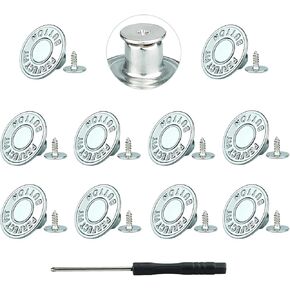 No-Sew Jeans Button Replacement Kit, 10 Sets Metal Snap Tack Buttons with Tools,2025 New Model, Bronze 8# in Saudi Arabia