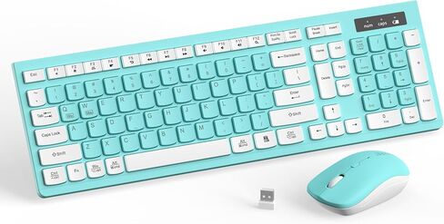 Wireless Keyboard and Mouse Combo Silent for Office and Home(Purple) | 2.4G Full Size Silent Cordless Keyboard with Tilt Legs,3-Level DPI Quiet Mouse,for Windows/Mac OS/Desktop/Laptop/PC in Kuwait
