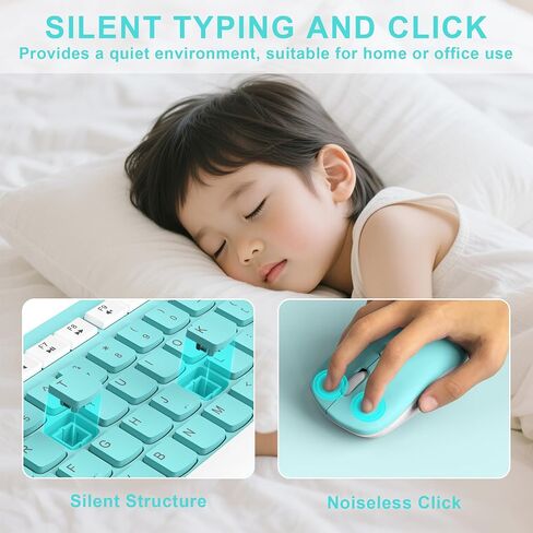 Wireless Keyboard and Mouse Combo Silent for Office and Home(Purple) | 2.4G Full Size Silent Cordless Keyboard with Tilt Legs,3-Level DPI Quiet Mouse,for Windows/Mac OS/Desktop/Laptop/PC in Kuwait
