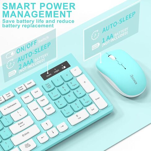 Wireless Keyboard and Mouse Combo Silent for Office and Home(Purple) | 2.4G Full Size Silent Cordless Keyboard with Tilt Legs,3-Level DPI Quiet Mouse,for Windows/Mac OS/Desktop/Laptop/PC in Kuwait