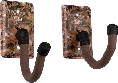 Hold Up Displays - Horizontal Gun Wall Mount for Indoor Display - Shotgun Holder - Bow Wall Hanger - Rifle Wall Mount - Heavy Duty Steel Flatwall Hooks - Made in USA in Saudi Arabia