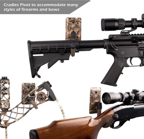 Hold Up Displays - Horizontal Gun Wall Mount for Indoor Display - Shotgun Holder - Bow Wall Hanger - Rifle Wall Mount - Heavy Duty Steel Flatwall Hooks - Made in USA in Saudi Arabia