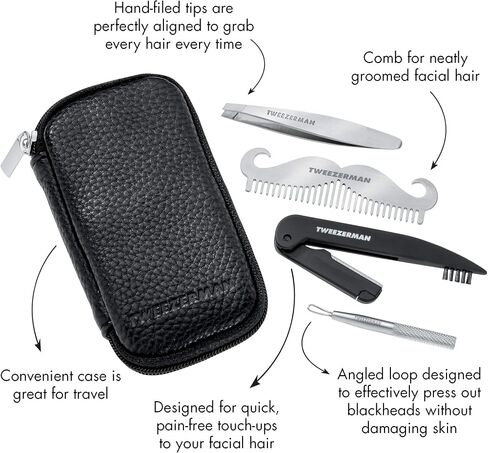 Tweezerman G.E.A.R. Travel Essential Grooming Tools Kit, Black, 1 Count in Kuwait
