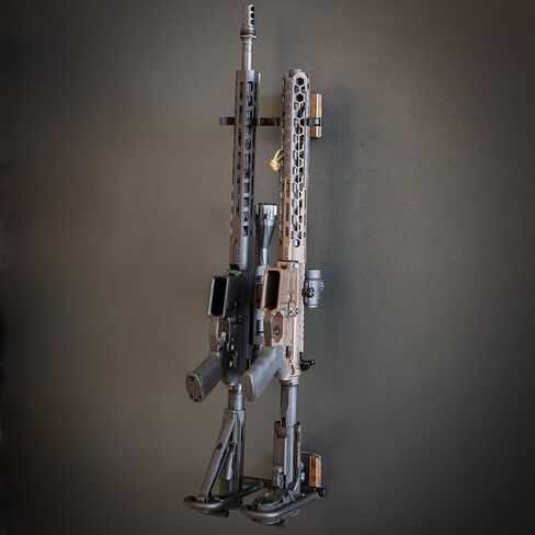 StoreYourBoard BLAT Indoor 5 Gun Rack for Wall – Vertical Rifle Wall Mount for Rifles & Shotguns, Rustic Wood & Steel Gun Rack, Wall Mount Gun Storage for Garage, Holds up to 100 lbs in Saudi Arabia