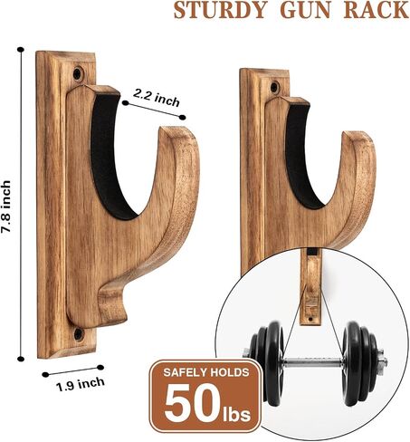 DGWJSU Gun Rack for Wall, Real Wood Shotgun & Rifle Wall Mount | Gun Rack Wall Mount, Holder Display for Sword Bow Firearm, Vintage Gun Holder Hangers for Gun Safe As Gifts for Men in Saudi Arabia