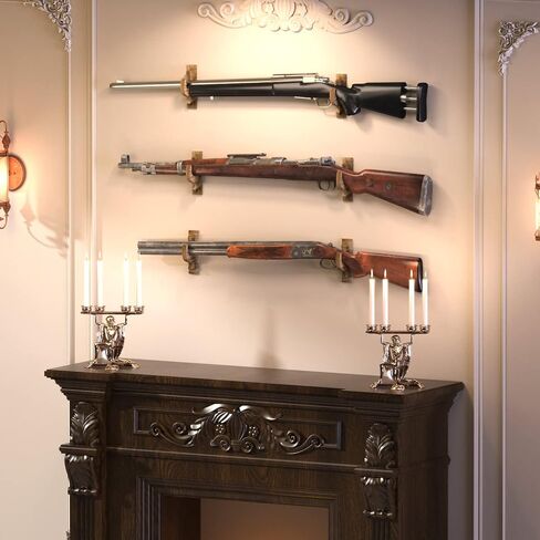 DGWJSU Gun Rack for Wall, Real Wood Shotgun & Rifle Wall Mount | Gun Rack Wall Mount, Holder Display for Sword Bow Firearm, Vintage Gun Holder Hangers for Gun Safe As Gifts for Men in Saudi Arabia