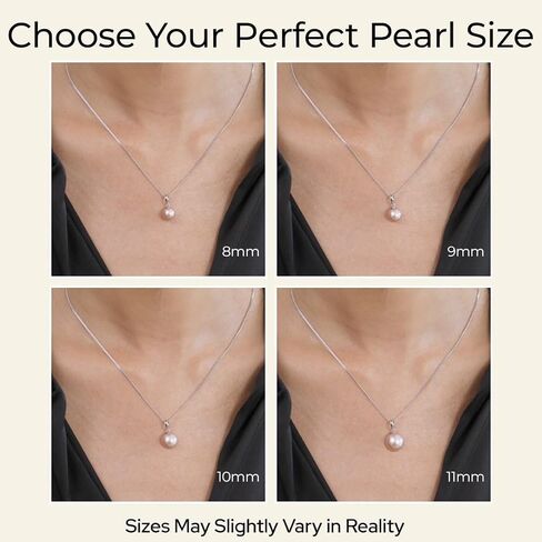 The Pearl Source Freshwater Pearl Pendant Sydney Necklace for Women - Cultured Pearl Necklace | Single Pearl Necklace for Women with 925 Sterling Silver Chain in Saudi Arabia