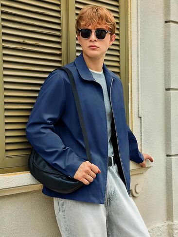 Runcati Mens Lightweight Jackets Full Zip Business Casual Windbreaker Fall Golf Coat Jacket with Pockets in Saudi Arabia