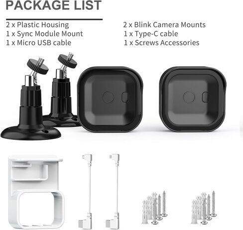 حامل كاميرا Blink Outdoor 4 (الجيل الرابع)، غطاء واقٍ مقاوم للطقس وحامل قابل للتعديل 360 درجة مع وحدة مزامنة 2 حامل لنظام كاميرا الأمان الخارجية Blink (أبيض، عبوتان) in Kuwait