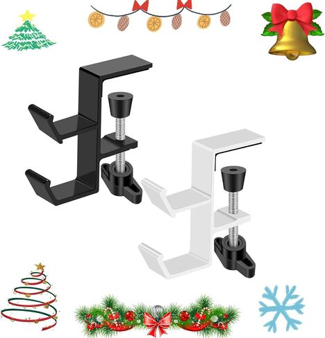 Desktop Hook Under-Table Handbag Hanger Wallet Hook Simple for Holiday Decoration Desktop Backpack Rack Headphone Hanger 2-Piece Pack Double Hook (Black) in Saudi Arabia