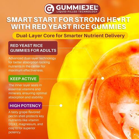 Red Leant Rice Gummies 2400mg مع CoQ10 ، مكملات CHṏlesterṏ Free المتوازنة بالإضافة إلى برغموت الحمضيات ، الدعم الستيرولز والستانولز النباتي ، صحة Vḁsculḁr ، الطاقة ، المناعة لمدة 50+، نباتي ، 60 CTS in Saudi Arabia