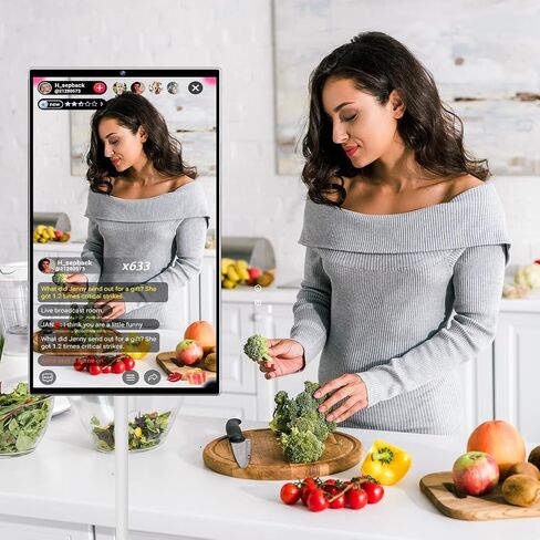 كاميرا مدمجة بتلفزيون محمول 22 بوصة 1080 بكسل، شاشة لمس محمولة، تلفزيون لوحي قابل للدوران، تلفزيون لاسلكي على عجلات، بطارية تعمل باللمس (6-8 ساعات) (إصدار مطور - يدعم قابلية التوسع) in Saudi Arabia