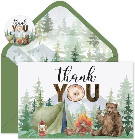 Whaline 24 Pack Surfing Thank You Cards Summer Beach Note Card مع ملصقات الأظرف الأزرق في هاواي تحية بطاقة فارغة لعيد ميلاد الصيف دش الطفل in Saudi Arabia
