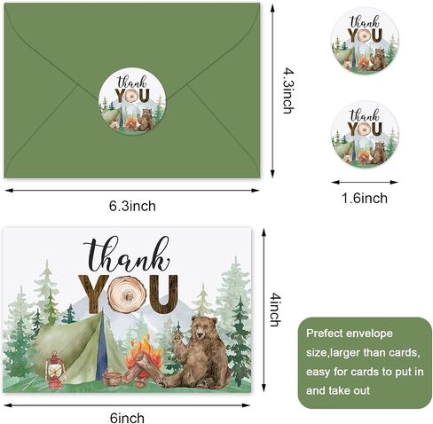 Whaline 24 Pack Surfing Thank You Cards Summer Beach Note Card مع ملصقات الأظرف الأزرق في هاواي تحية بطاقة فارغة لعيد ميلاد الصيف دش الطفل in Saudi Arabia