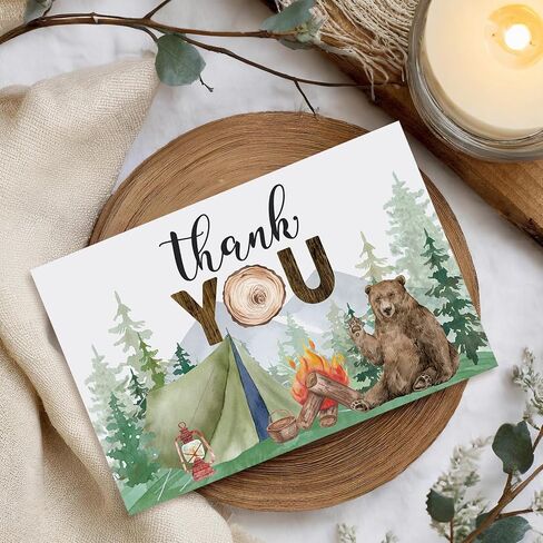 Whaline 24 Pack Surfing Thank You Cards Summer Beach Note Card مع ملصقات الأظرف الأزرق في هاواي تحية بطاقة فارغة لعيد ميلاد الصيف دش الطفل in Saudi Arabia