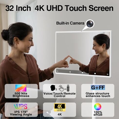 32 inch Portable Smart Tablet TV on Wheels with Full HD Rolling TouchScreen Monitor and Tablet in one, (8GRAM+128GB),Android 13,(5-8-Hour)Battery,Full Swivel Rotation,Voice Remote Control(32 inch Pro) in Saudi Arabia
