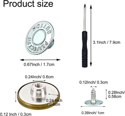 No-Sew Jeans Button Replacement Kit, 10 Sets Metal Snap Tack Buttons with Tools,2025 New Model, Bronze 8# in Saudi Arabia