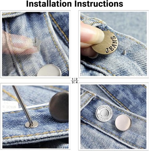 No-Sew Jeans Button Replacement Kit, 10 Sets Metal Snap Tack Buttons with Tools,2025 New Model, Bronze 8# in Saudi Arabia