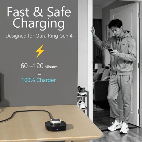 شاحن لـ Oura Ring 4/ سيراميك - مقاس 7 - قاعدة شحن سريعة مع كابل USB-C بطول 3 أقدام، قاعدة شحن بديلة سريعة متوافقة مع Oura Ring Gen 4 in Saudi Arabia