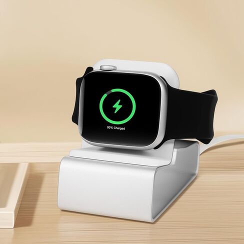 Watch Charging Stand Holder for Nightstand - Compact Dock Station Compatible with Apple Watch Series 1/2/3/4/5/6/7/8/SE(Silvery) in Saudi Arabia
