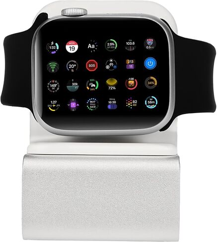 Watch Charging Stand Holder for Nightstand - Compact Dock Station Compatible with Apple Watch Series 1/2/3/4/5/6/7/8/SE(Silvery) in Saudi Arabia
