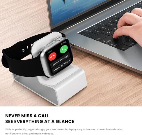 Watch Charging Stand Holder for Nightstand - Compact Dock Station Compatible with Apple Watch Series 1/2/3/4/5/6/7/8/SE(Silvery) in Saudi Arabia