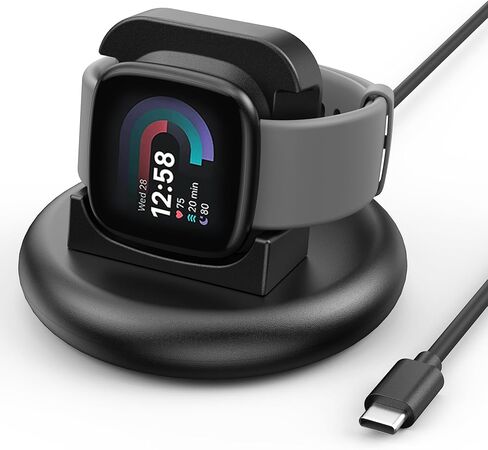 Wanme Charger Dock for Fitbit Versa 4 / Versa 3 / Sense 2 / Sense, Anti-Slip Charging Stand Dock with 4.4ft Replacement Cable Cord (USB) in Saudi Arabia