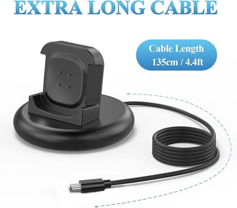 Wanme Charger Dock for Fitbit Versa 4 / Versa 3 / Sense 2 / Sense, Anti-Slip Charging Stand Dock with 4.4ft Replacement Cable Cord (USB) in Saudi Arabia