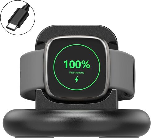 Wanme Charger Dock for Fitbit Versa 4 / Versa 3 / Sense 2 / Sense, Anti-Slip Charging Stand Dock with 4.4ft Replacement Cable Cord (USB) in Saudi Arabia