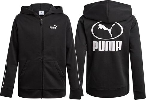 PUMA BOYS ZIP UP HODEIE - أداء مريح Fleece Kids up up Hoodie للأولاد - قميص من النوع الثقيل الرياضي للرياضة والارتداء اليومي in Saudi Arabia