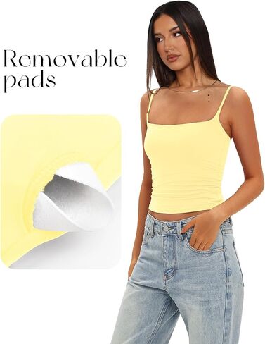 Darong Women Padded Tank Top Built in Bra Adjustable Spaghetti Straps Double Lined Basic Cami Shirt in Saudi Arabia