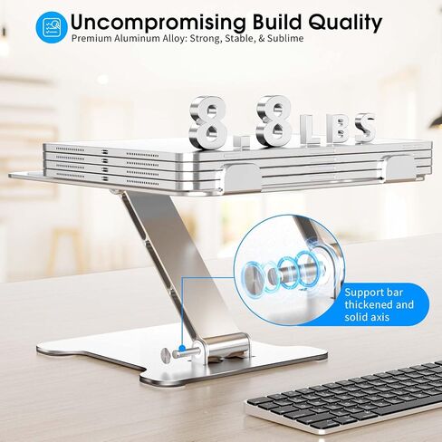 Foldable Laptop Stand, Portable Laptop Riser, Aluminum Laptop Stand for Desk Foldable, Ergonomic Computer Notebook Stand Holder for MacBook Air Pro, Dell, XPS, HP (10-16'') - Silver in Saudi Arabia