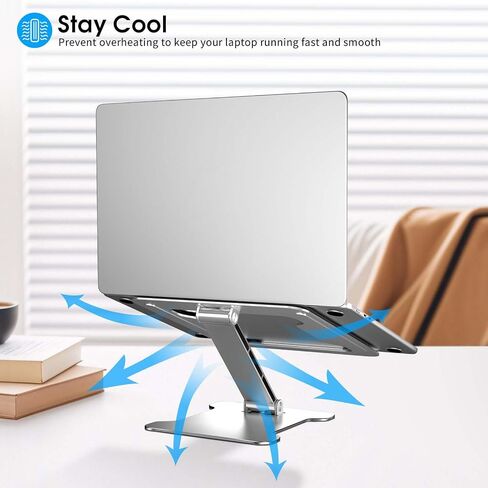Foldable Laptop Stand, Portable Laptop Riser, Aluminum Laptop Stand for Desk Foldable, Ergonomic Computer Notebook Stand Holder for MacBook Air Pro, Dell, XPS, HP (10-16'') - Silver in Saudi Arabia